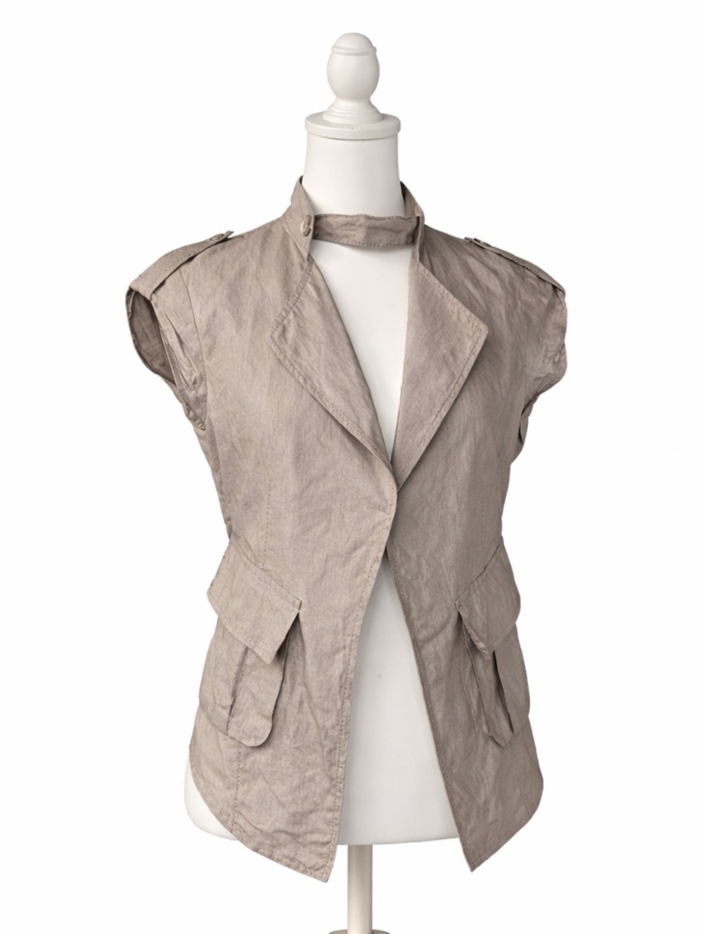 Sisley Asymmetrical Vest Shirt  In Gray |  Sz  46